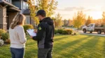 Property care professional reviewing a quote with a homeowner in Fort Saskatchewan